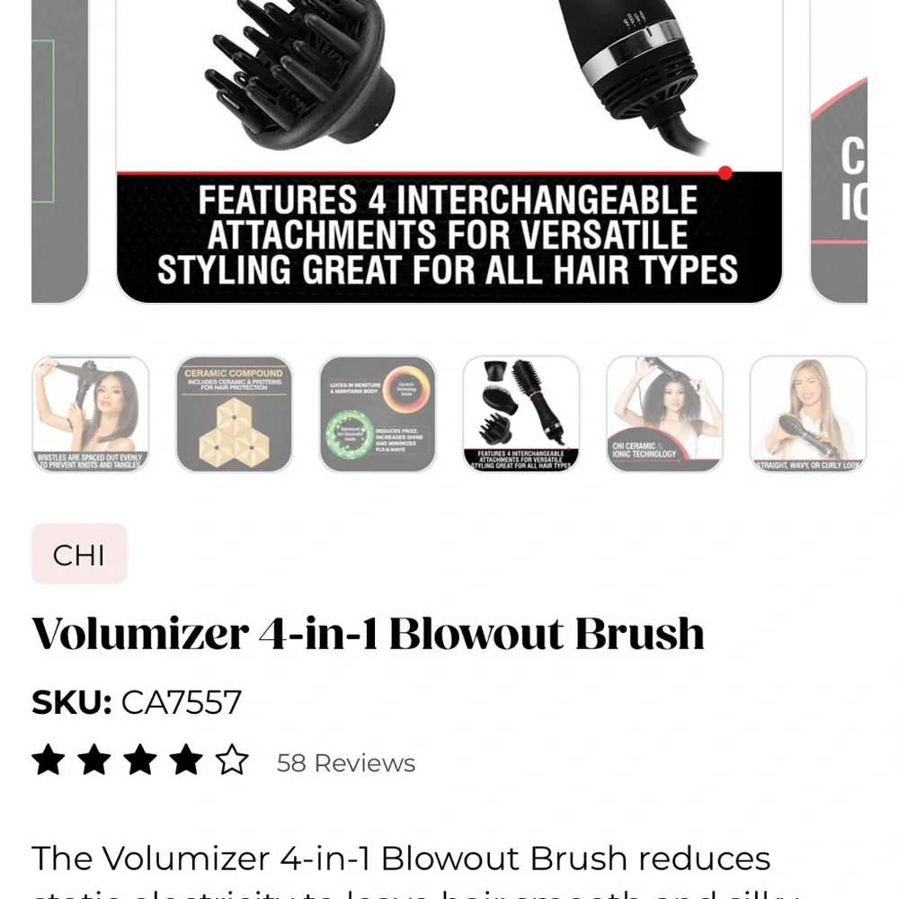 $125. CHI Black Volumizer 4-in-1 Blowout Brush top of the line. New never used! - Picture 7 of 16